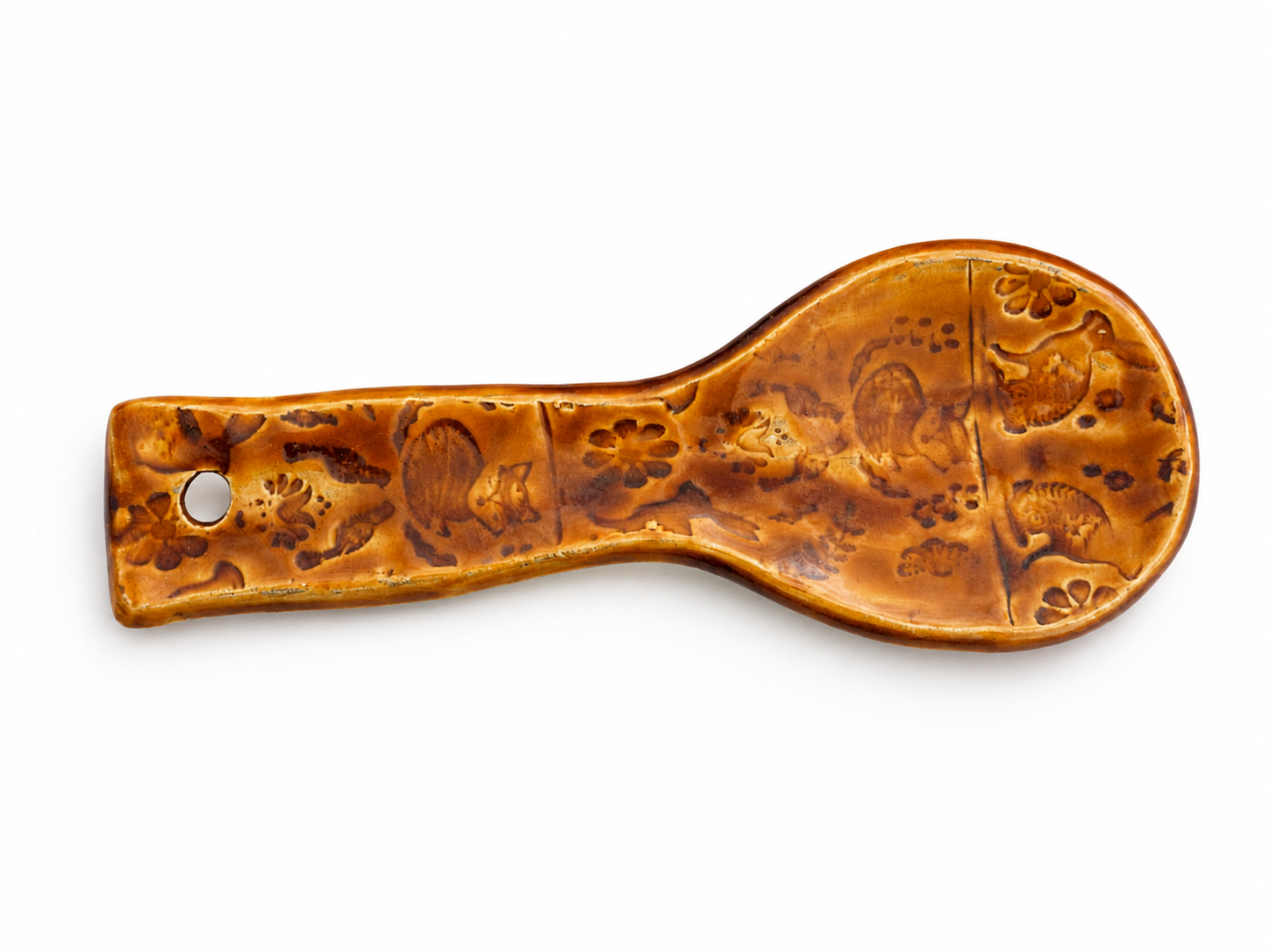 Podkładka pod łyżkę ceramiczna handmade z motywem leśnych zwierząt